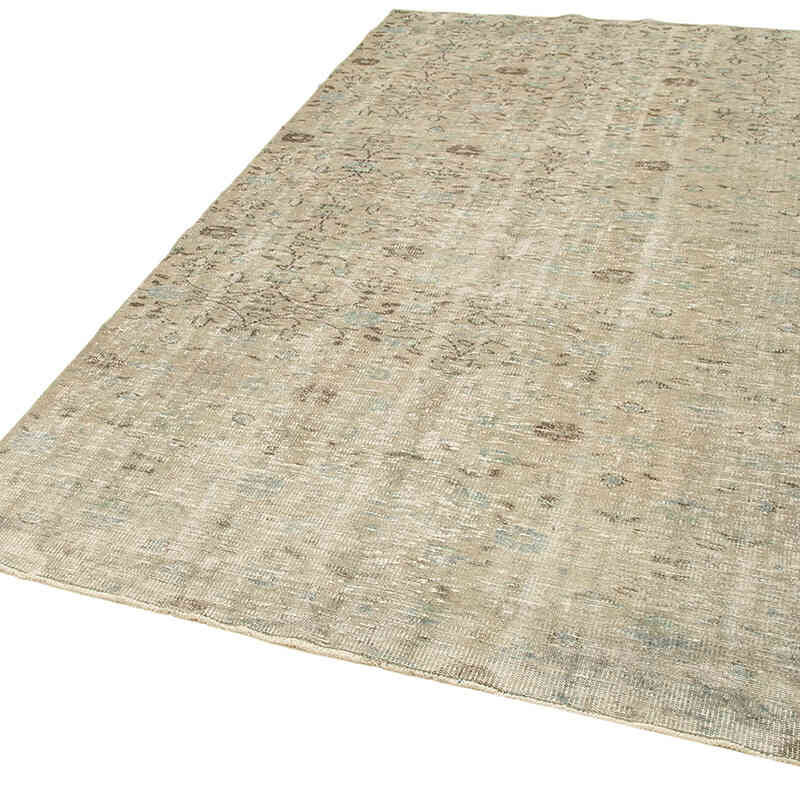 Gris Alfombra Turca Vintage Sobre-teñida - 155 cm x 257 cm - K0049262