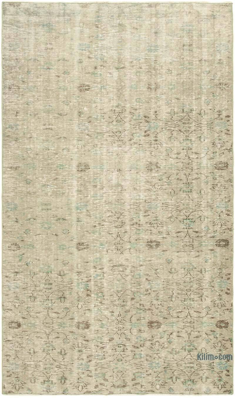 Gris Alfombra Turca Vintage Sobre-teñida - 155 cm x 257 cm - K0049262