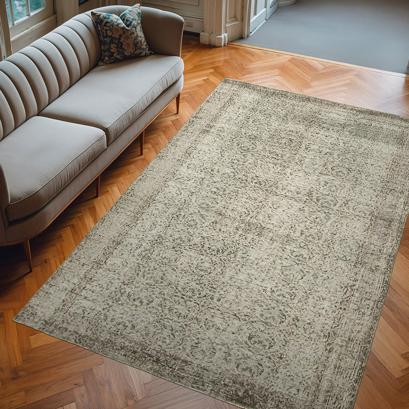 Gris Alfombra Turca Vintage Sobre-teñida - 182 cm x 273 cm - K0049269