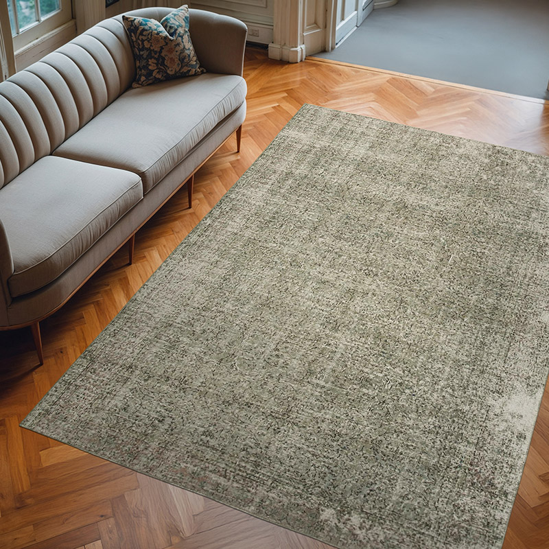Gray Over-dyed Vintage Hand-Knotted Turkish Rug - 6' 8" x 9' 4" (80" x 112") - K0049271