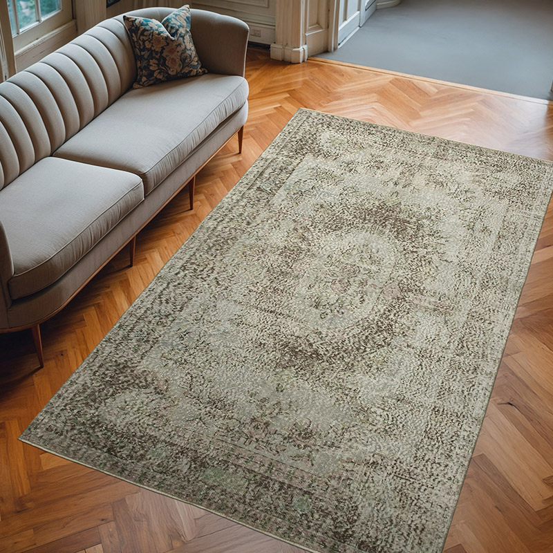 Gri Boyalı El Dokuma Anadolu Halısı - 166 cm x 271 cm - K0049272