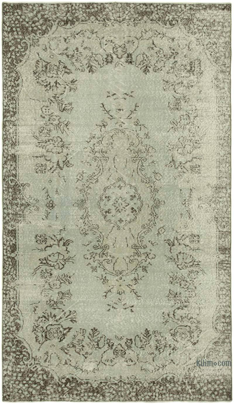 Grey Over-dyed Vintage Hand-Knotted Turkish Rug - 5' 6" x 9' 4" (66" x 112") - K0049281