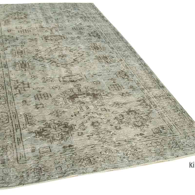 Grey Over-dyed Vintage Hand-Knotted Turkish Rug - 4' 9" x 8' 7" (57" x 103") - K0049298