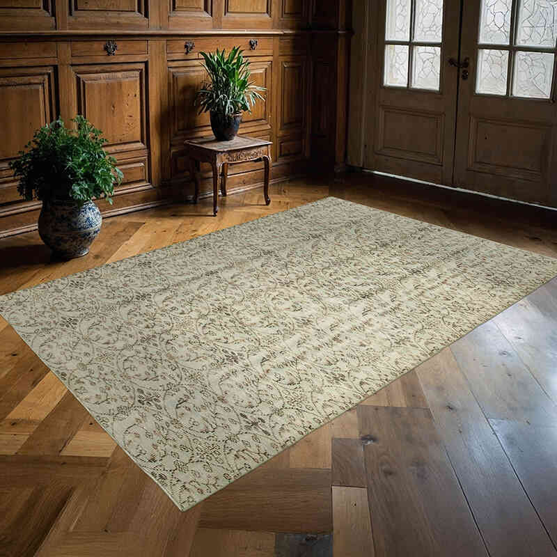 Gris Alfombra Turca Vintage Sobre-teñida - 173 cm x 244 cm - K0049308