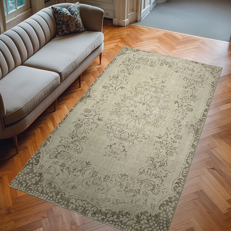 Gri Boyalı El Dokuma Anadolu Halısı - 156 cm x 280 cm - K0049313
