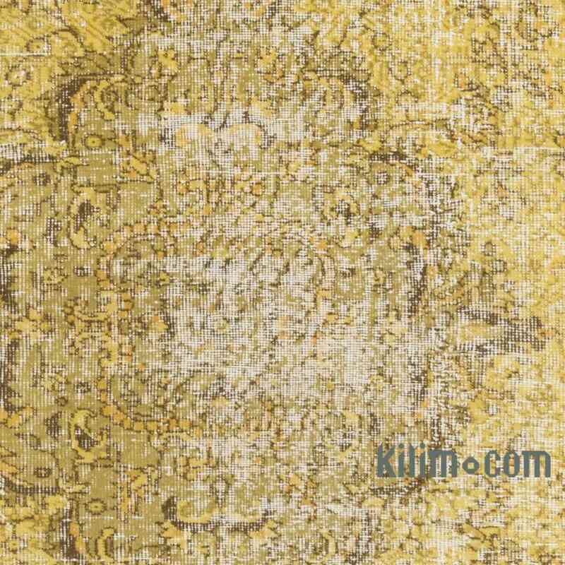 Amarillo Alfombra Turca Vintage Sobre-teñida - 161 cm x 259 cm - K0049315