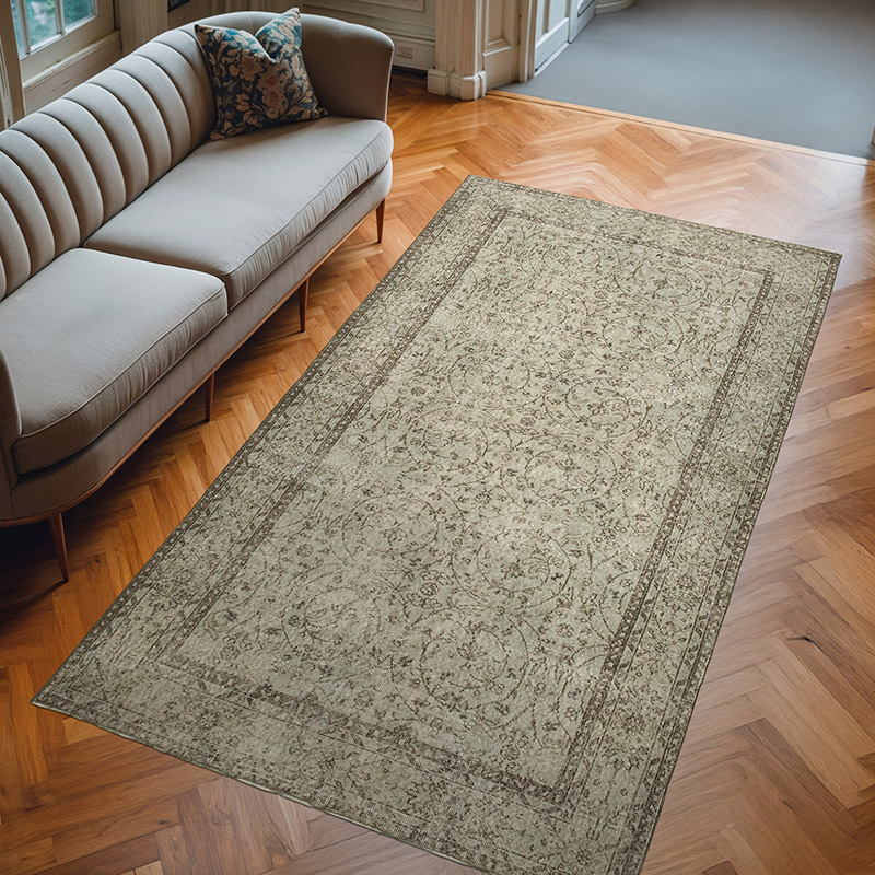 Gris Alfombra Turca Vintage Sobre-teñida - 162 cm x 290 cm - K0049318