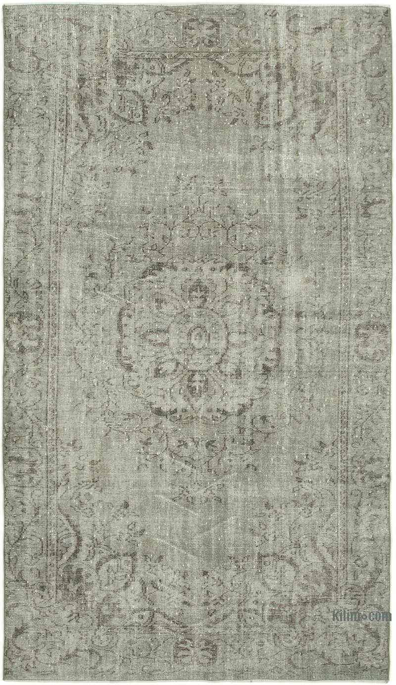 Grey Over-dyed Vintage Hand-Knotted Turkish Rug - 5' 5" x 9' 4" (65" x 112") - K0049322