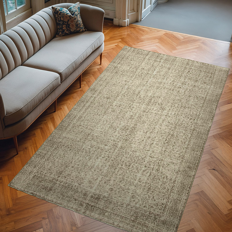 Brown Over-dyed Vintage Hand-Knotted Turkish Rug - 5' 5" x 9' 2" (65" x 110") - K0049323