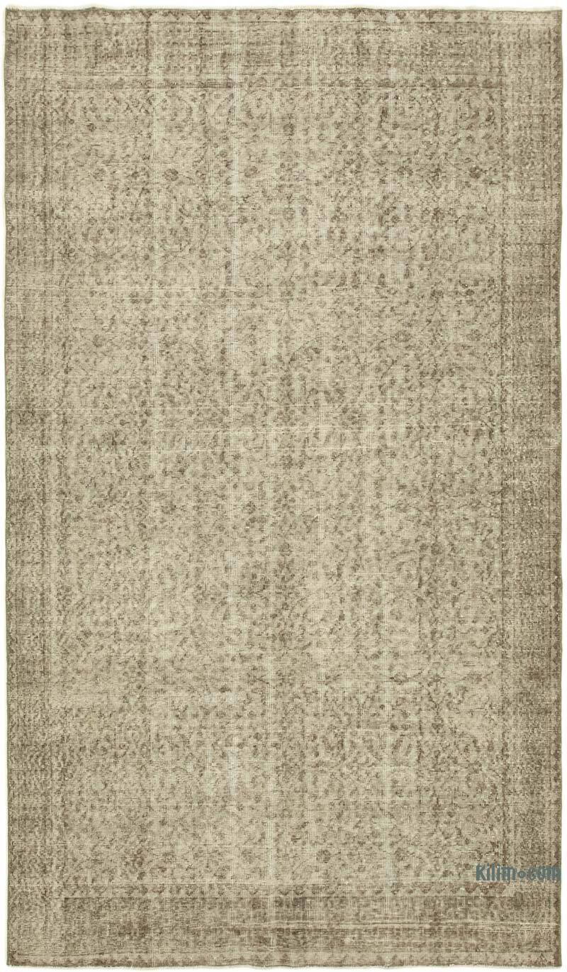 Brown Over-dyed Vintage Hand-Knotted Turkish Rug - 5' 5" x 9' 2" (65" x 110") - K0049323