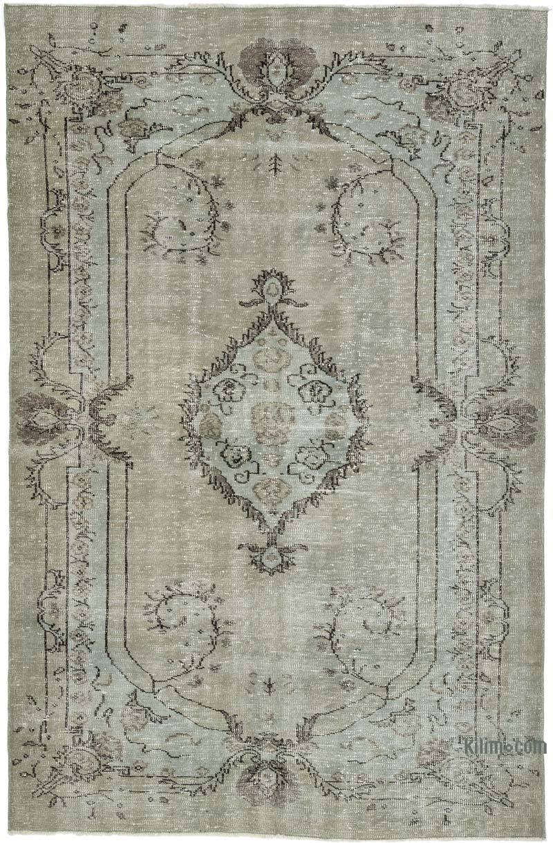 Grey Over-dyed Vintage Hand-Knotted Turkish Rug - 6'  x 9' 2" (72" x 110") - K0049329