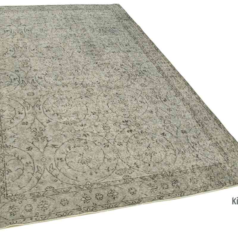 Grey Over-dyed Vintage Hand-Knotted Turkish Rug - 4' 11" x 8' 9" (59" x 105") - K0049330