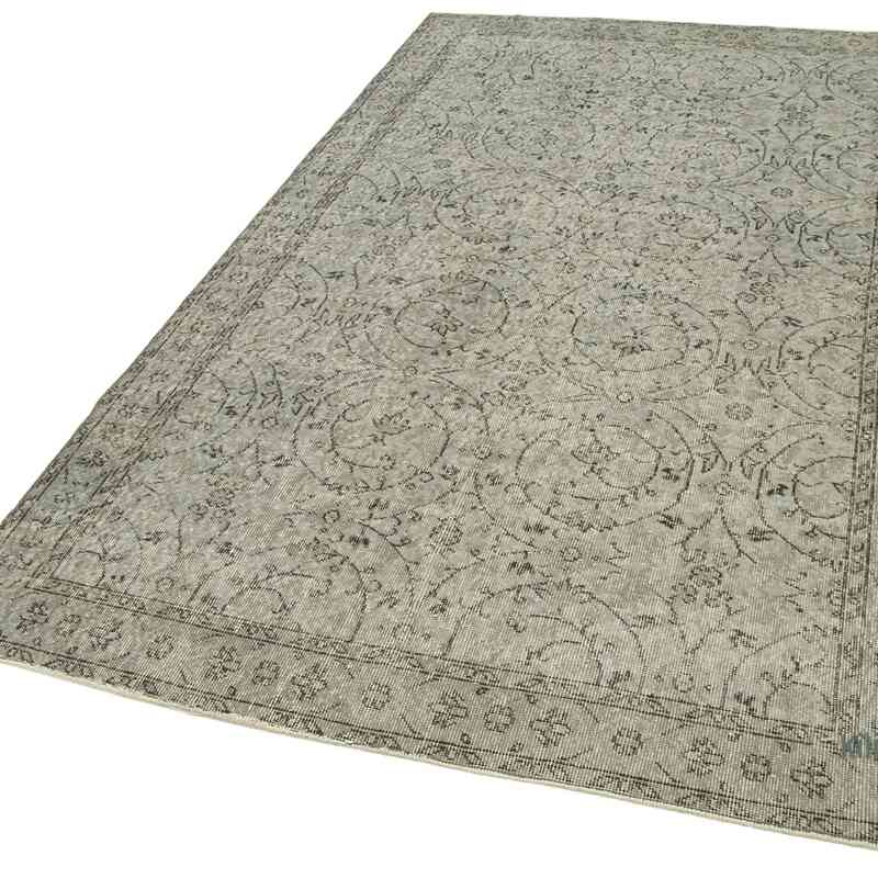 Grey Over-dyed Vintage Hand-Knotted Turkish Rug - 4' 11" x 8' 9" (59" x 105") - K0049330