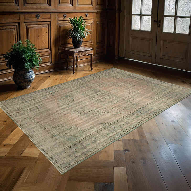 Azul Oscuro Alfombra Turca Vintage Sobre-teñida - 177 cm x 260 cm - K0049337