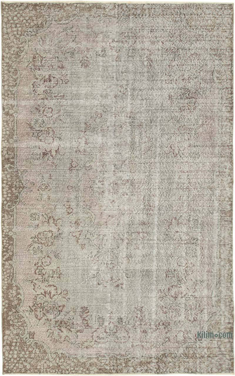 Gris Alfombra Turca Vintage Sobre-teñida - 178 cm x 280 cm - K0049368