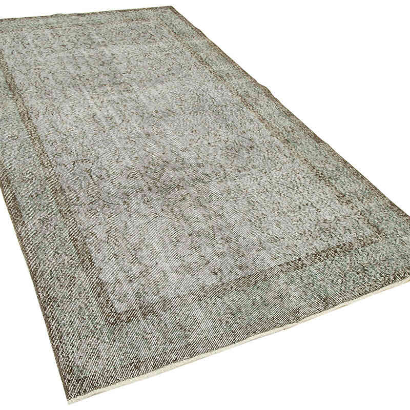Gris Alfombra Turca Vintage Sobre-teñida - 143 cm x 254 cm - K0049372