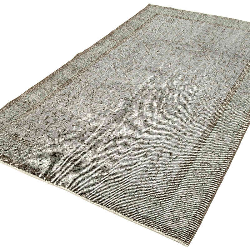 Gris Alfombra Turca Vintage Sobre-teñida - 143 cm x 254 cm - K0049372