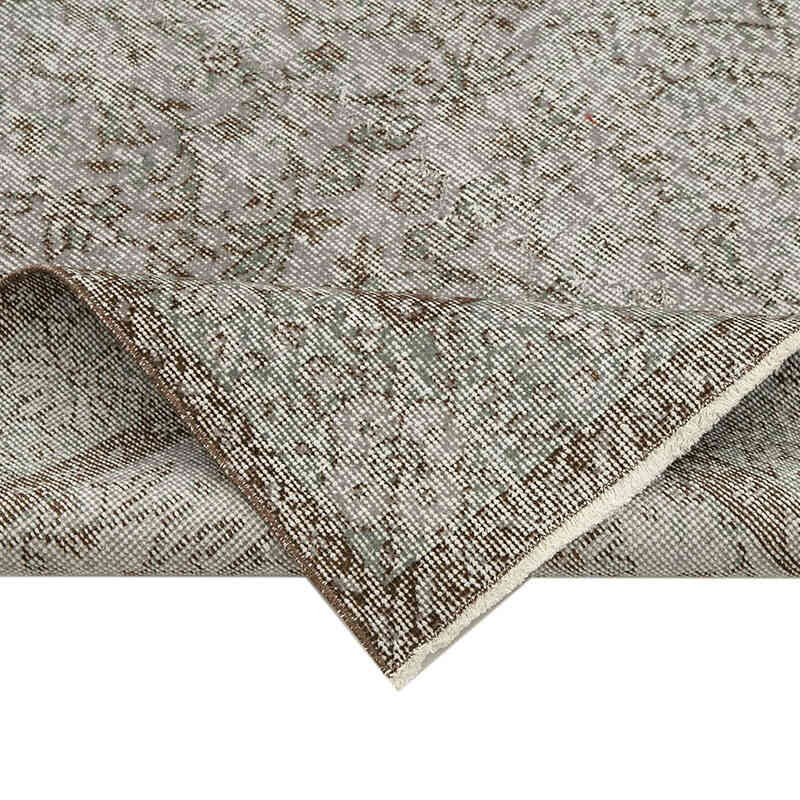 Gris Alfombra Turca Vintage Sobre-teñida - 143 cm x 254 cm - K0049372