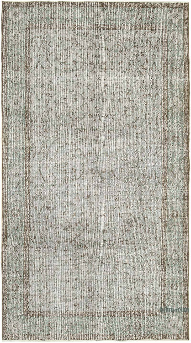 Gris Alfombra Turca Vintage Sobre-teñida - 143 cm x 254 cm - K0049372