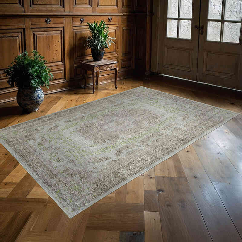 Gray Over-dyed Vintage Hand-Knotted Turkish Rug - 5' 7" x 8' 7" (67" x 103") - K0049374