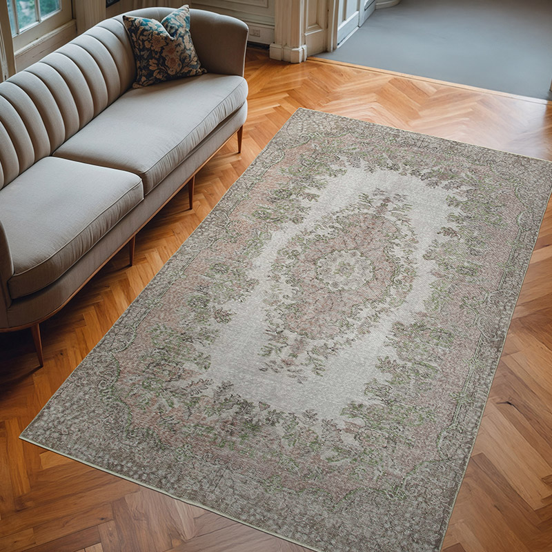 Gray Over-dyed Vintage Hand-Knotted Turkish Rug - 5' 6" x 8' 11" (66" x 107") - K0049379