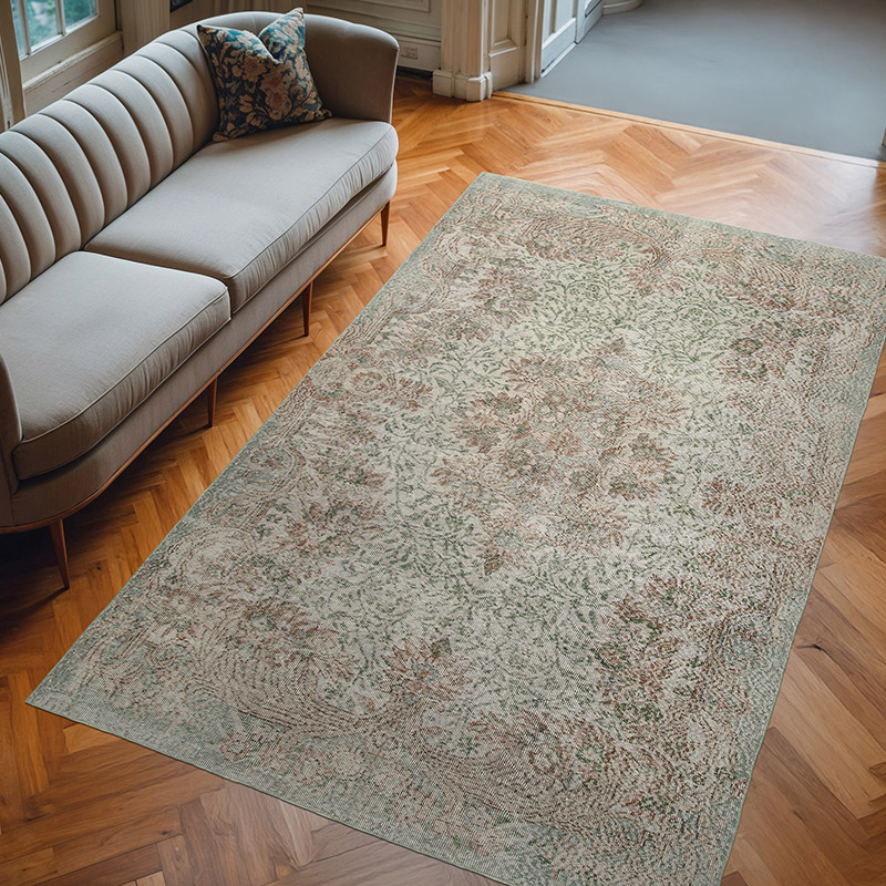 Gris Alfombra Turca Vintage Sobre-teñida - 175 cm x 275 cm - K0049387