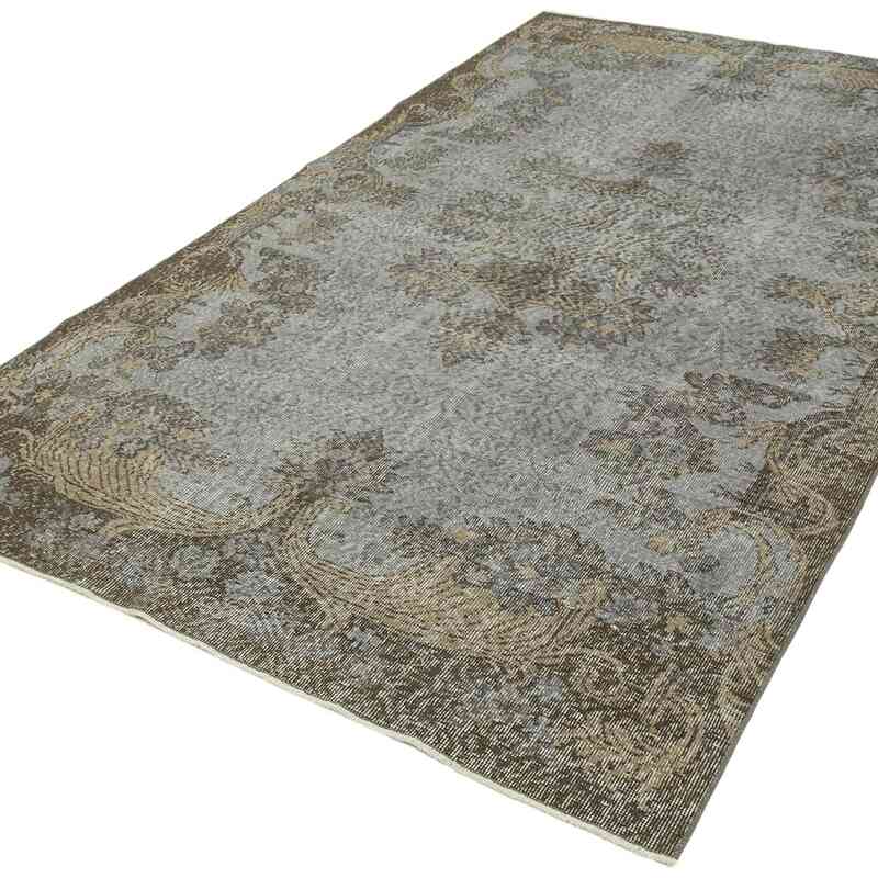 Grey Over-dyed Vintage Hand-Knotted Turkish Rug - 5' 3" x 9' 2" (63" x 110") - K0049399