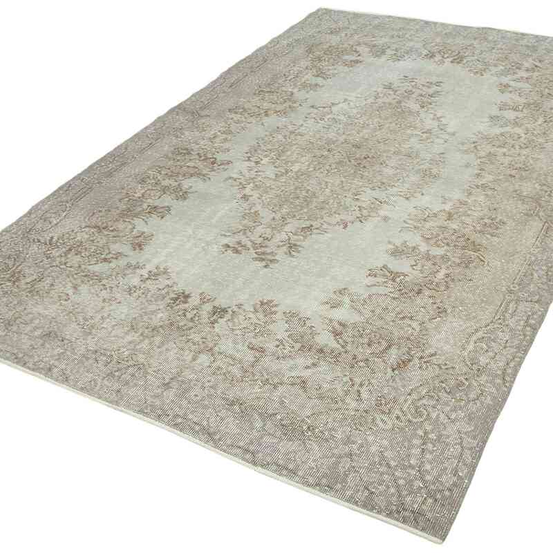 Grey Over-dyed Vintage Hand-Knotted Turkish Rug - 5' 9" x 9' 1" (69" x 109") - K0049422
