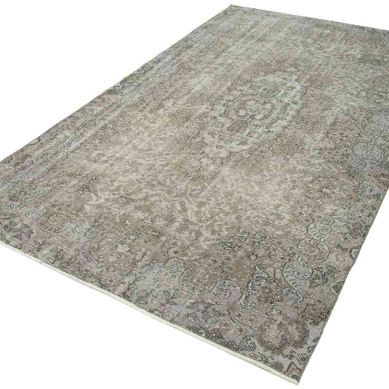 Grey Over-dyed Vintage Hand-Knotted Turkish Rug - 5' 3" x 9' 1" (63" x 109") - K0049437