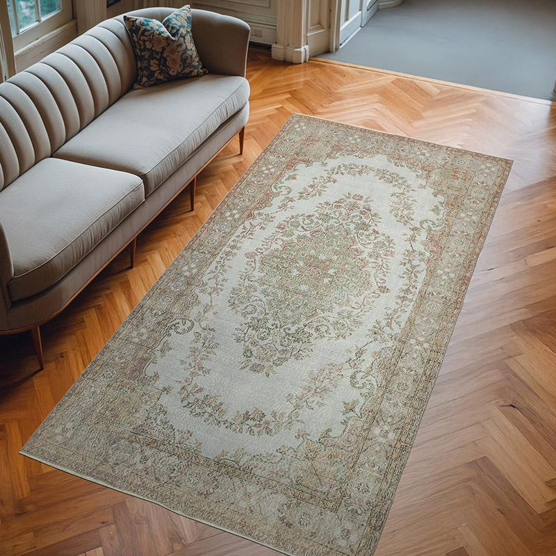 Gri Boyalı El Dokuma Anadolu Halısı - 165 cm x 317 cm - K0049438