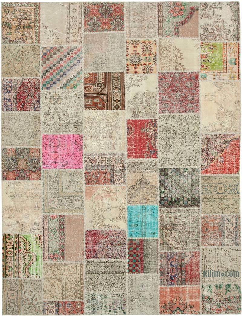 Patchwork Hand-Knotted Turkish Rug - 9' 11" x 13' 2" (119" x 158") - K0049447