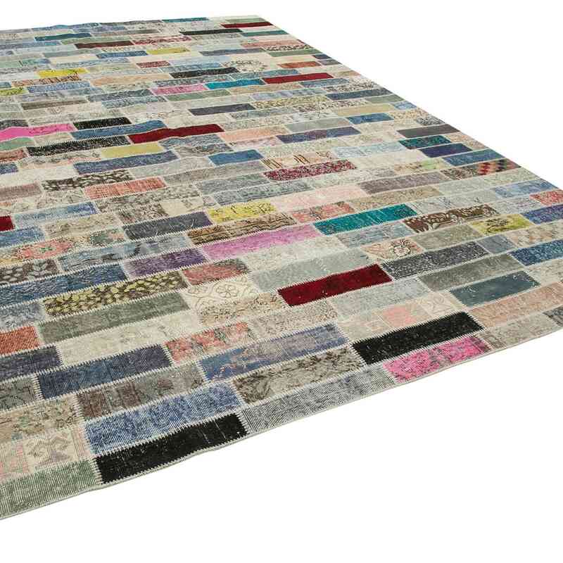 Patchwork Hand-Knotted Turkish Rug - 9' 10" x 13' 4" (118" x 160") - K0049453