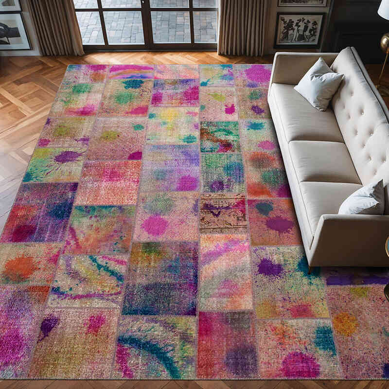 Alfombra De Retazos Turca Sobre-teñida - 302 cm x 403 cm - K0049454