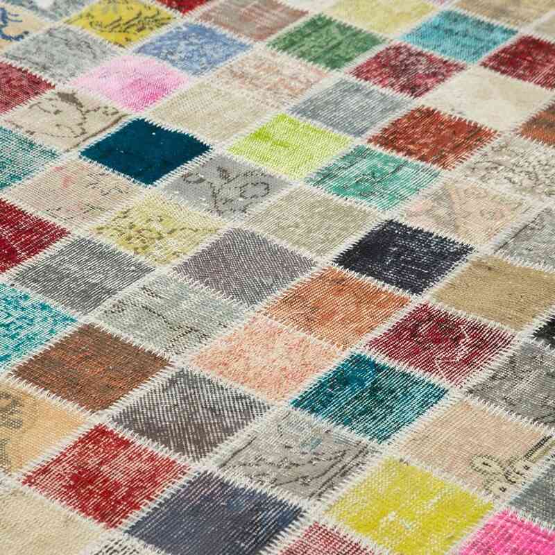 Patchwork Hand-Knotted Turkish Rug - 9' 10" x 13' 1" (118" x 157") - K0049465