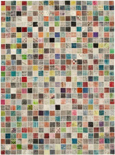 Patchwork Hand-Knotted Turkish Rug - 9' 10" x 13' 5" (118" x 161")