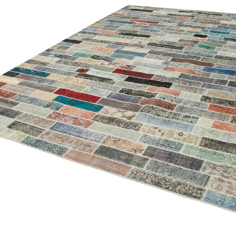 Patchwork Hand-Knotted Turkish Rug - 9' 10" x 13' 3" (118" x 159") - K0049475