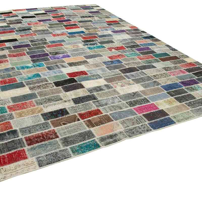 Patchwork Hand-Knotted Turkish Rug - 10' 1" x 13' 1" (121" x 157") - K0049478