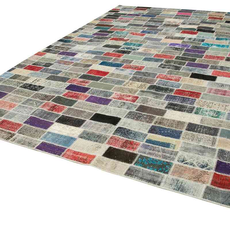Patchwork Hand-Knotted Turkish Rug - 10' 1" x 13' 1" (121" x 157") - K0049478