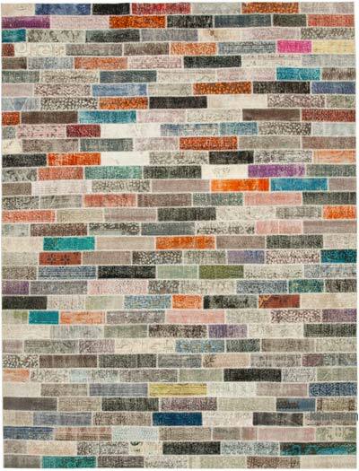Patchwork Hand-Knotted Turkish Rug - 9' 11" x 13' 1" (119" x 157")