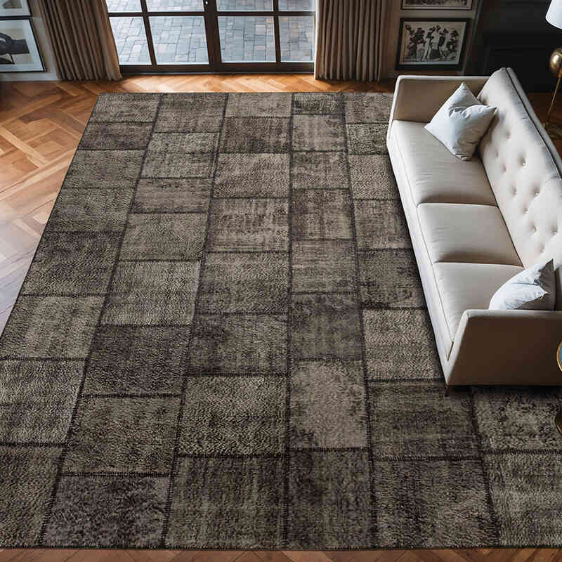 Patchwork Hand-Knotted Turkish Rug - 9' 11" x 13' 2" (119" x 158") - K0049485