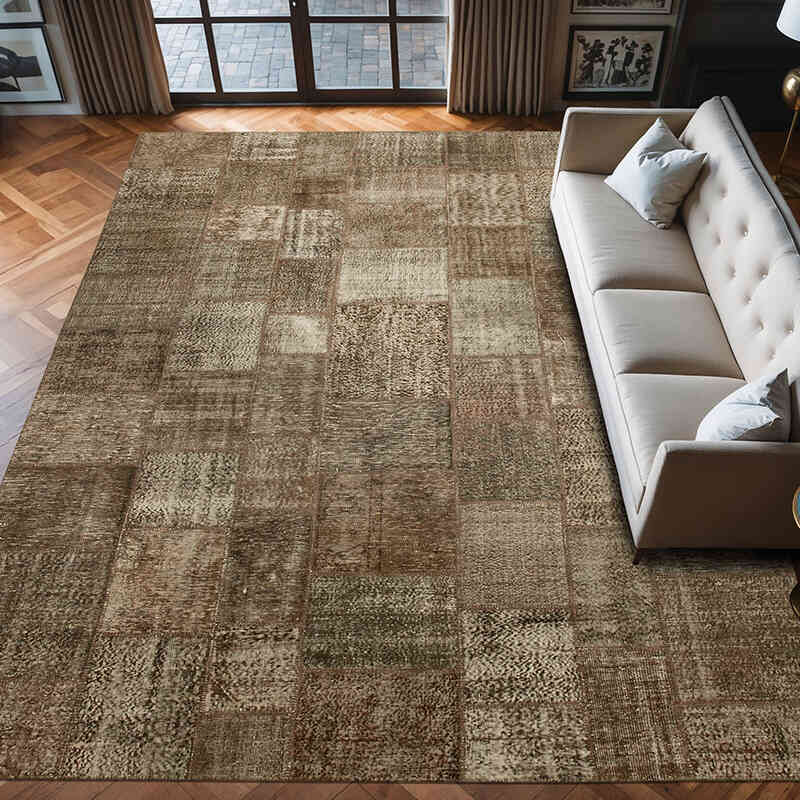 Alfombra De Retazos Turca Sobre-teñida - 296 cm x 403 cm - K0049489