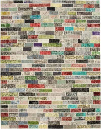 Patchwork Hand-Knotted Turkish Rug - 9' 11" x 12' 8" (119" x 152")