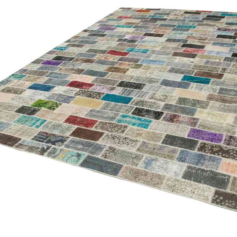 Patchwork Hand-Knotted Turkish Rug - 9' 9" x 13' 1" (117" x 157") - K0049495