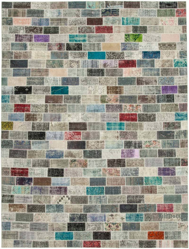 Patchwork Hand-Knotted Turkish Rug - 9' 9" x 13' 1" (117" x 157") - K0049495