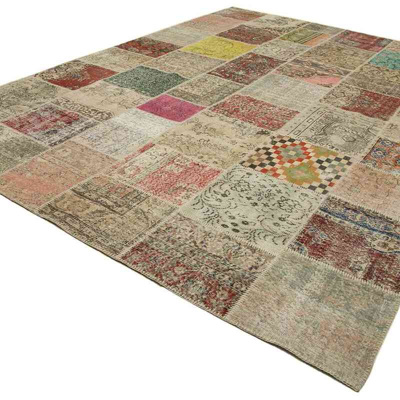 Patchwork Hand-Knotted Turkish Rug - 9' 10" x 13' 3" (118" x 159") - K0049512