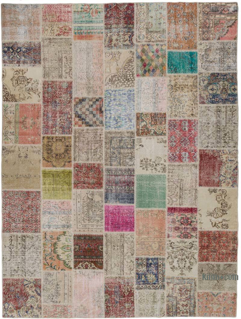 Patchwork Hand-Knotted Turkish Rug - 9' 10" x 13' 2" (118" x 158") - K0049514