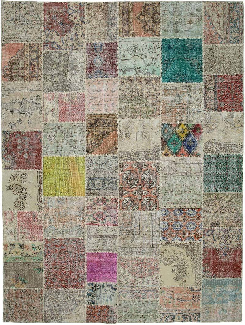 Patchwork Hand-Knotted Turkish Rug - 9' 10" x 13' 2" (118" x 158") - K0049529