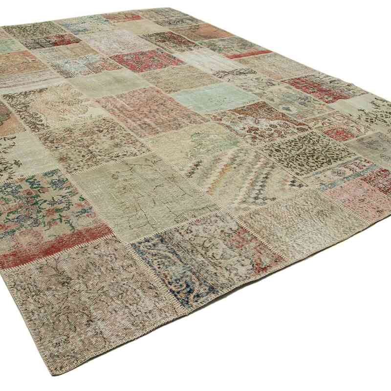 Patchwork Hand-Knotted Turkish Rug - 9' 10" x 13' 3" (118" x 159") - K0049533