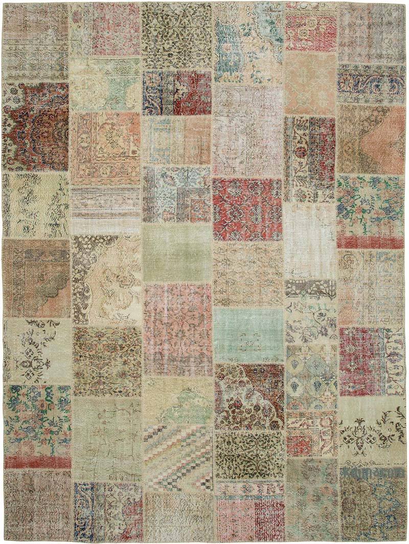 Patchwork Hand-Knotted Turkish Rug - 9' 10" x 13' 3" (118" x 159") - K0049533
