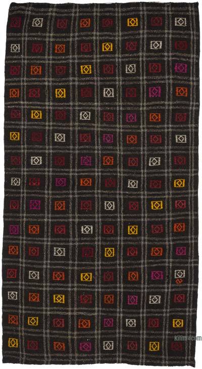 Brown Vintage Anatolian Kilim Rug - 3' 11" x 7' 3" (47" x 87")